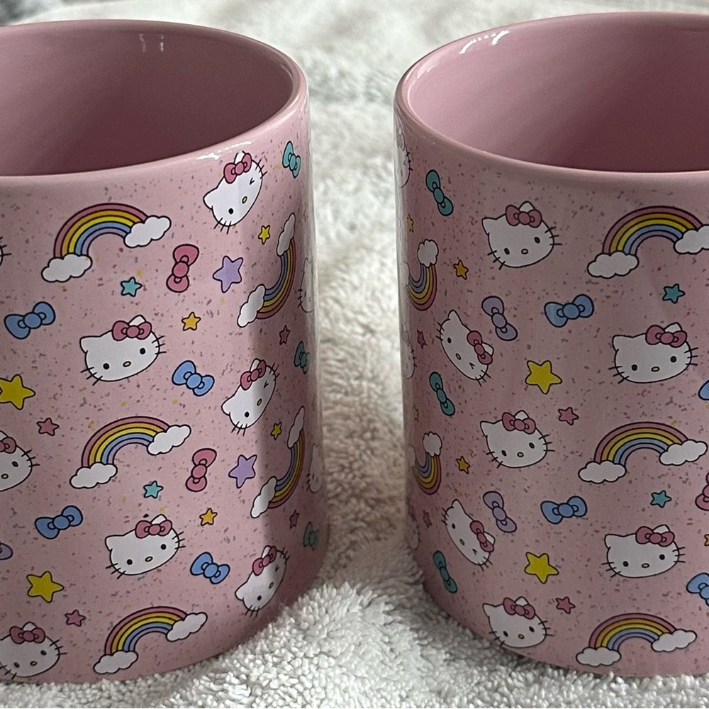 Hello Kitty Pink  Mug Set with Rainbows